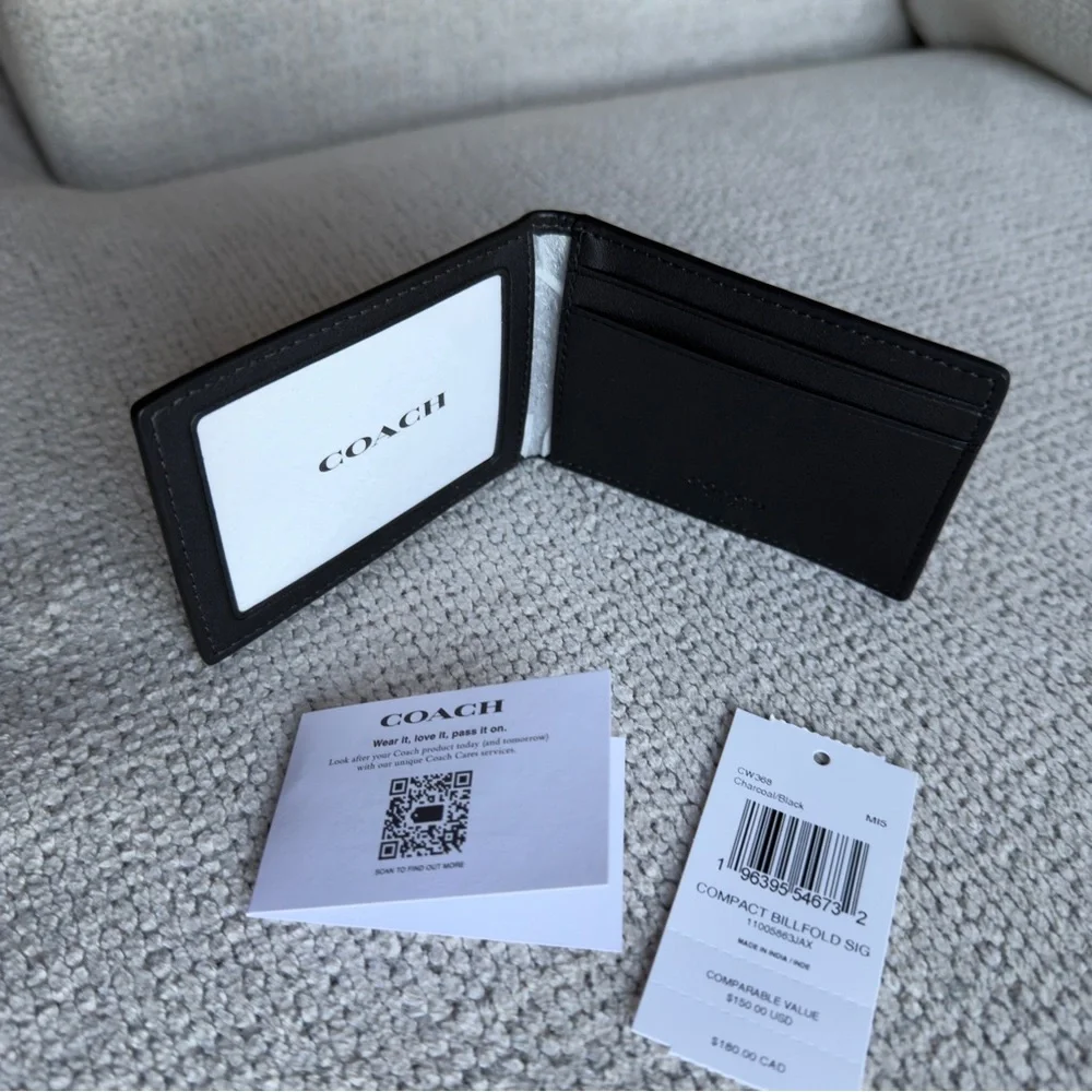 Coach Signature Compact Wallet Black - Picture 3 of 6